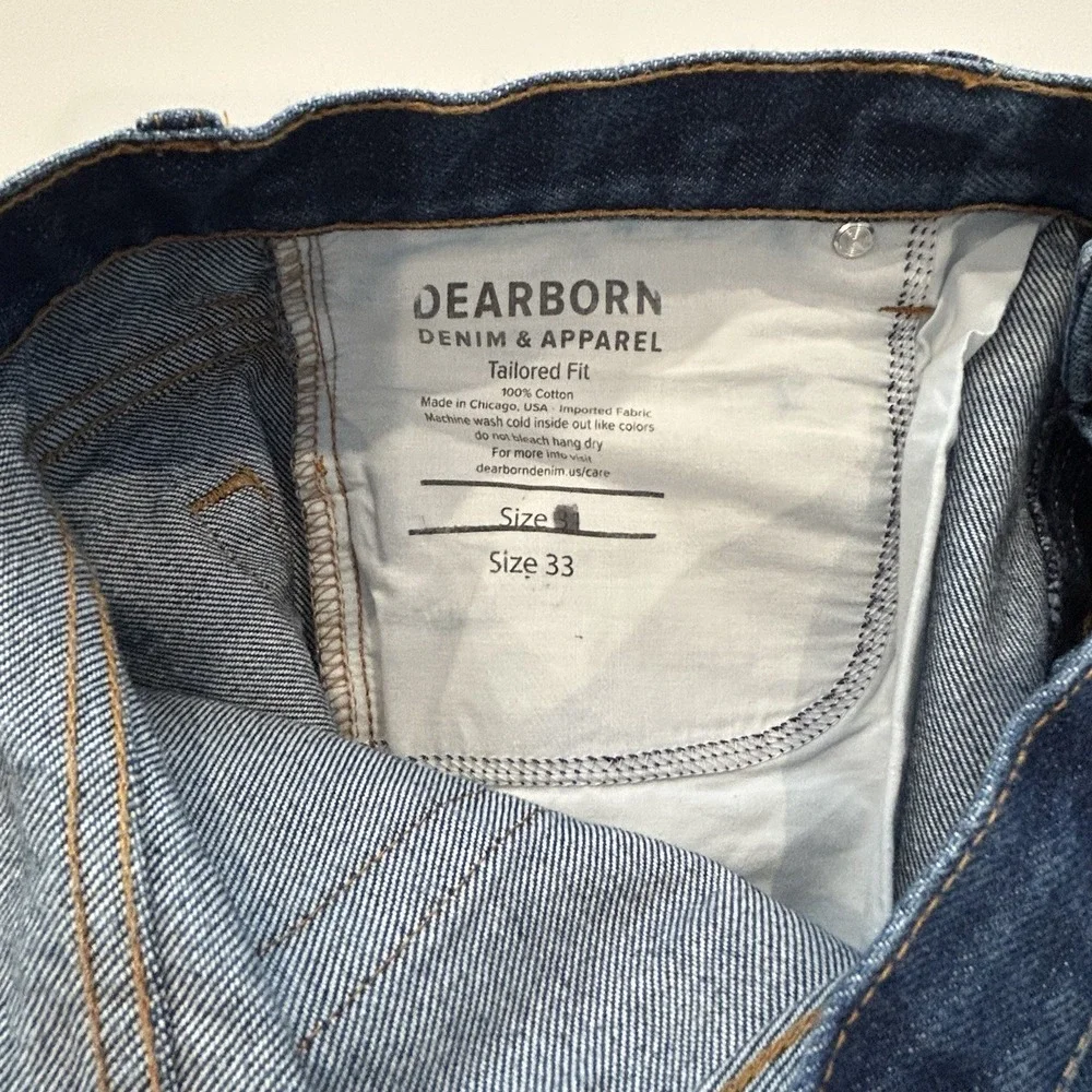 Dearborn Denim Jeans Men's Chicago 100% Cotton Tailored Fit Stone Wash 33